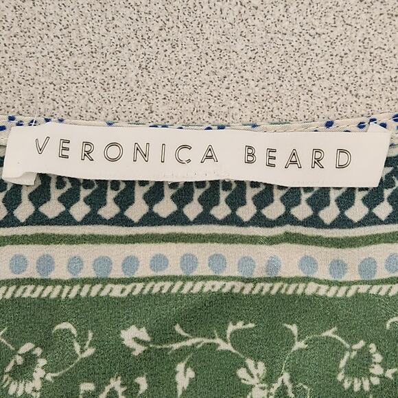 Veronica Beard Blue Green Short Capped Sleeves Top Small 100% Silk Lightweight - Picture 4 of 5